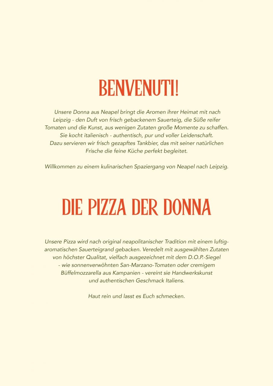 Link zur Speisekarte und Begrüßungseite