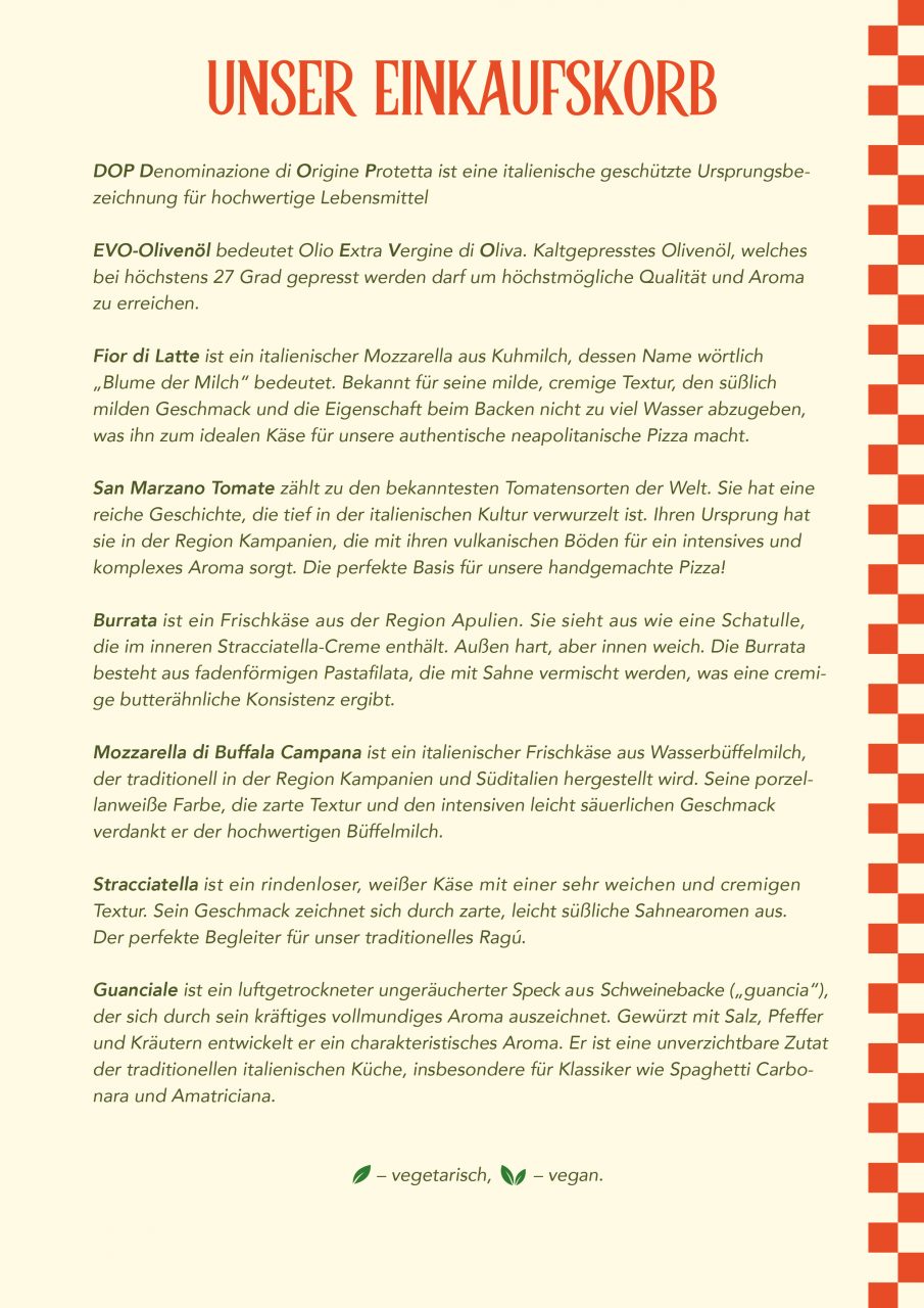 Link zur Speisekarte und Begriffserklärung